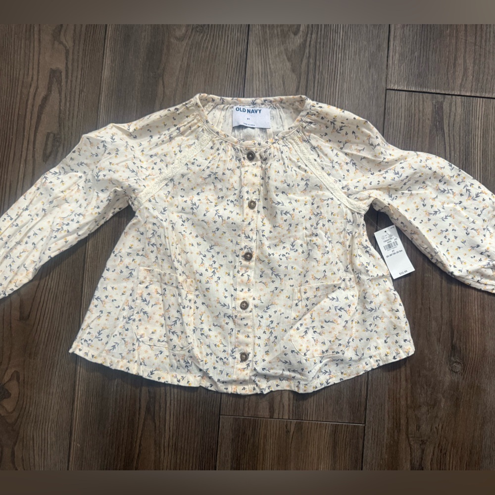 Old Navy Floral Button-Front Long Sleeve Top Youth 2T – NWT